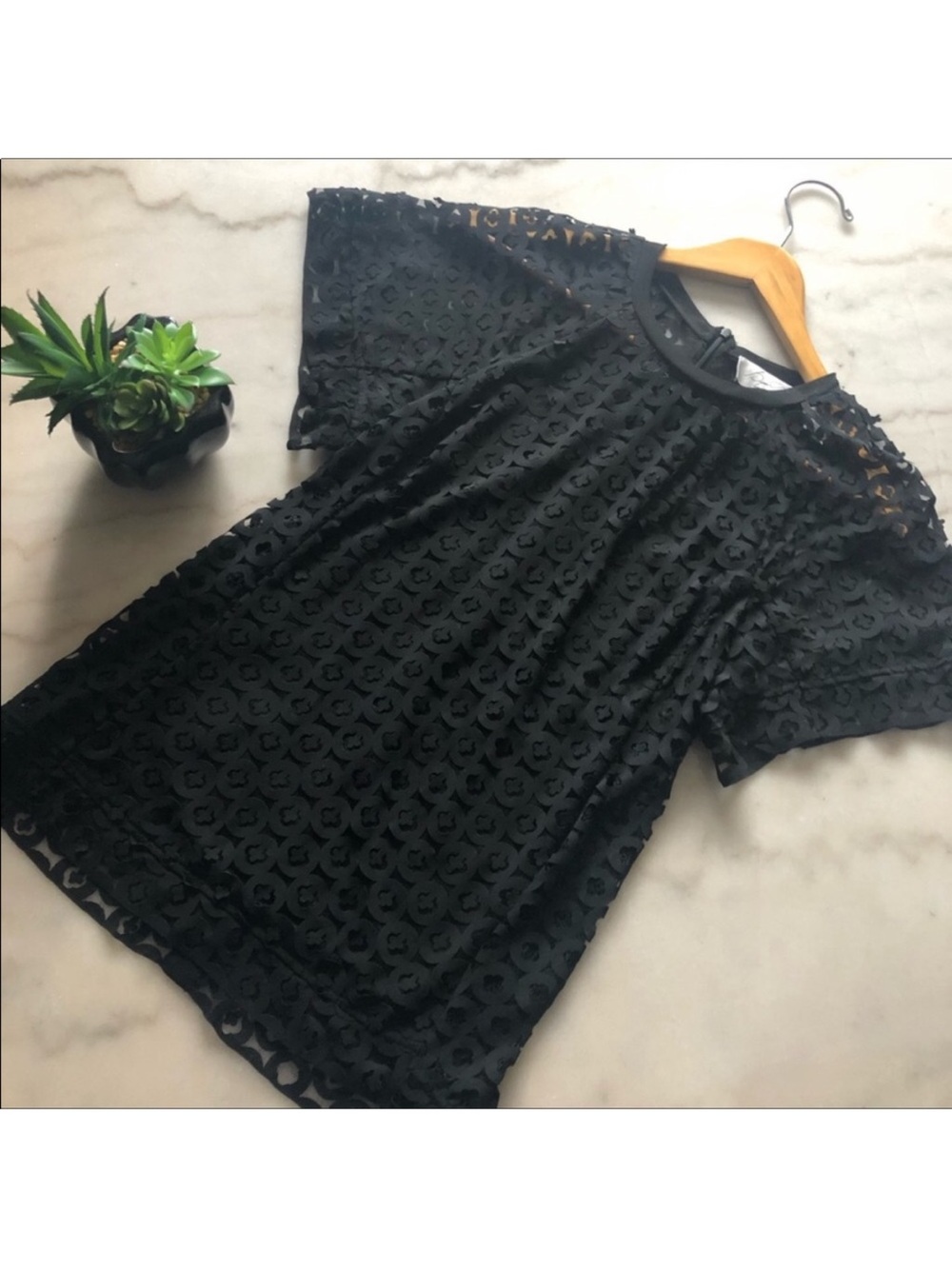 Byron Lars Black Lace Short Sleeve Top 4